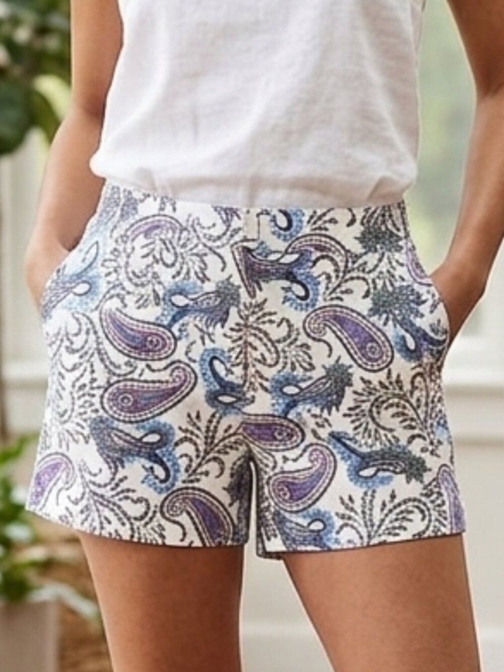 LOFT Paisley Print Riviera Shorts Size 14